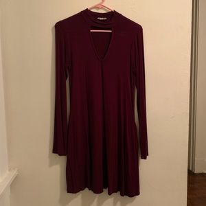 Socialite Burgundy Swing Dress with Pockets